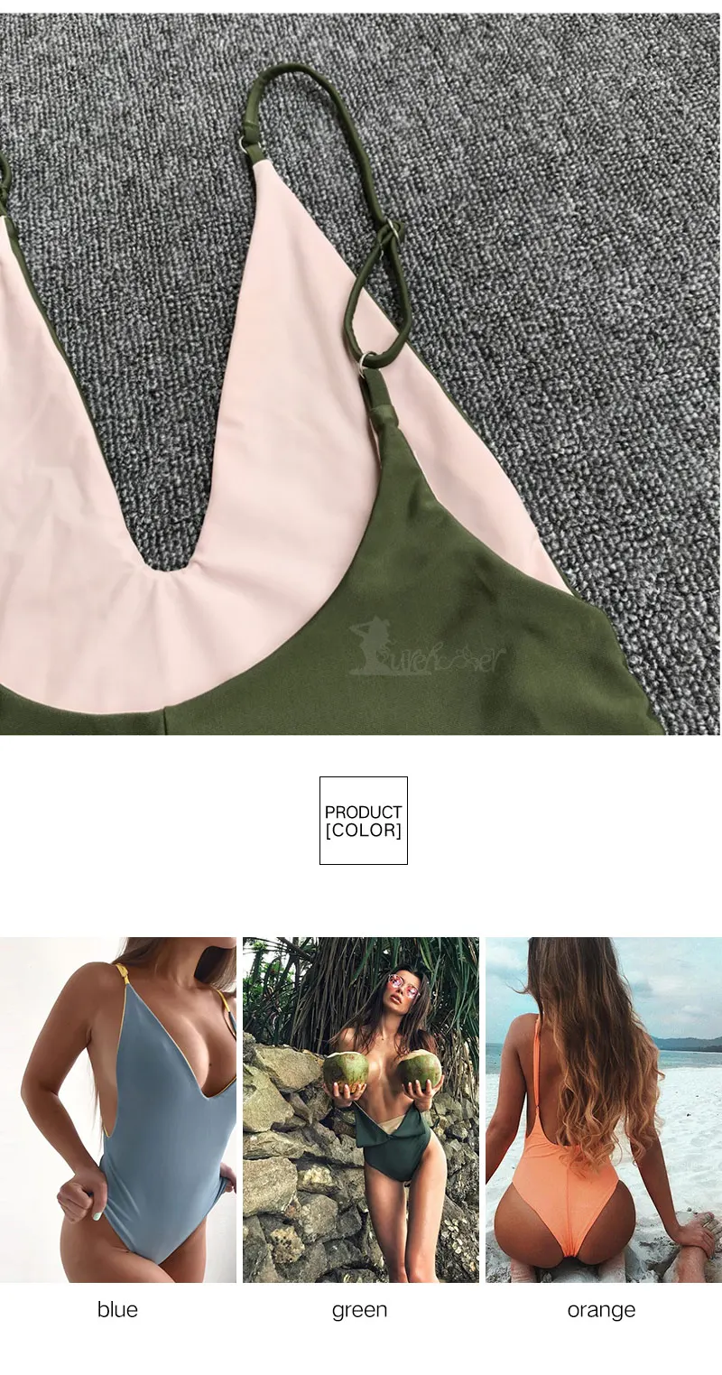 Lurehooker сексуальный сплошной Холтер цельный купальник для женщин глубокий v-образный вырез Купальник Высокая талия купальный костюм для женщин Бразильский бикини