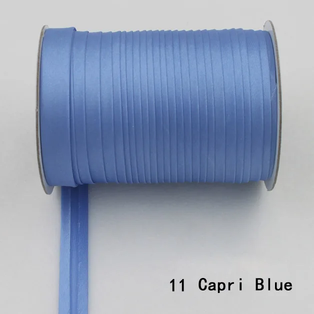 11 capri blue 100 ярд полиэстер 5/"(15 мм) атласная косая лента косая Привязка сплошной цвет для пошив одежды «сделай сам» и обрезки - Цвет: 11 capri blue