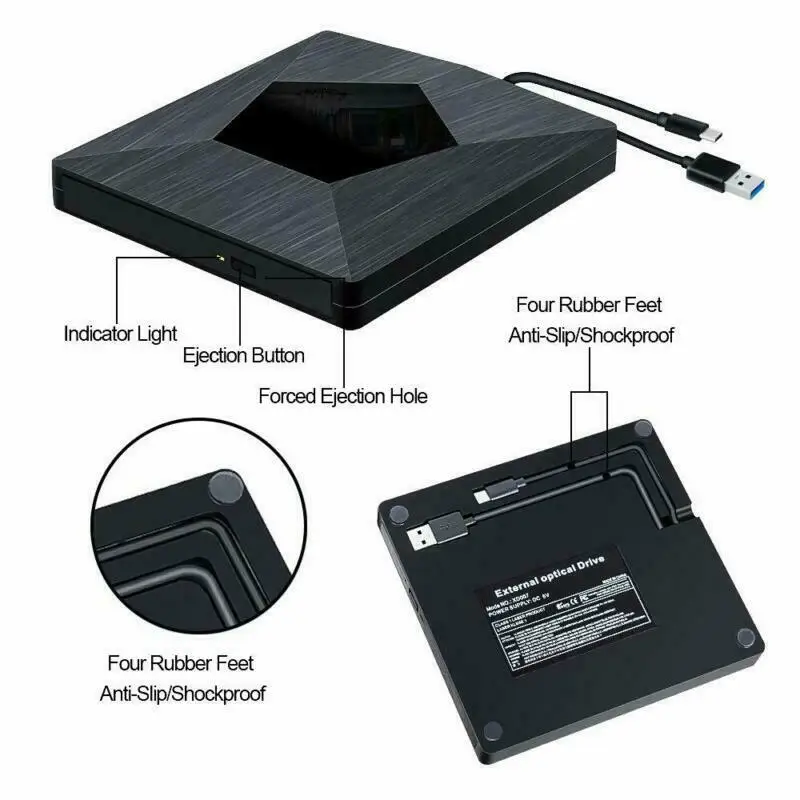 Type C Usb 3.0 External Dvd/Cd/Vcd Burner Rw Svcd Drive Player Optical | Компьютеры и офис