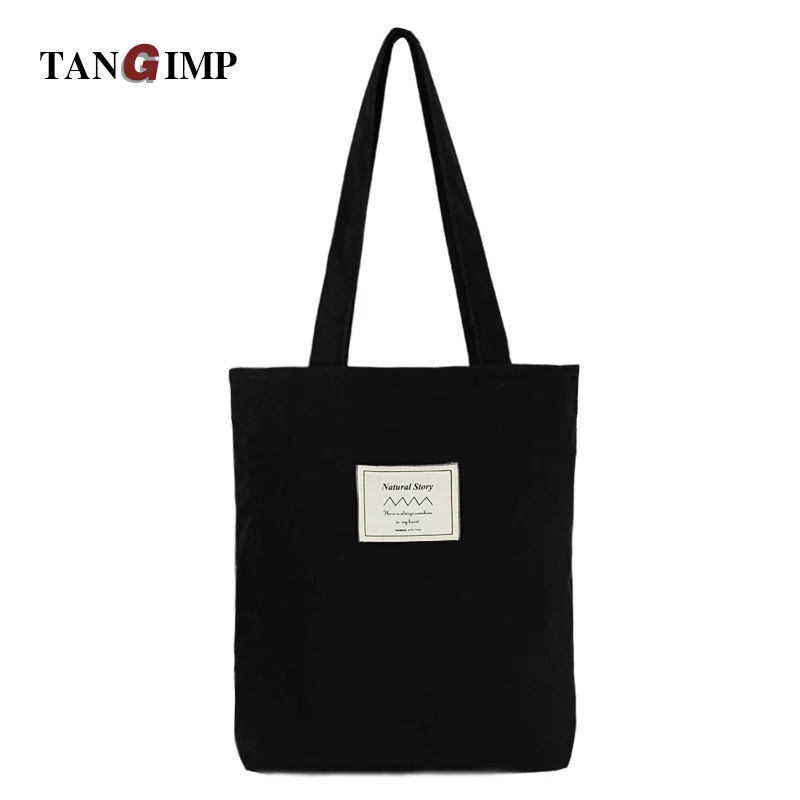 TANGIMP 2018 сумочка из рубчатого вельвета винтажная однотонная черная большая сумка