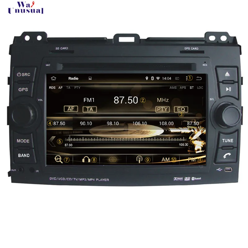 WANUSUAL 7 "Octa Core 32G Android 6 0 gps навигации для Toyota Prado 2002 2003 2004 2005 2006 2007 2008 2009 с BT Wifi Карты |