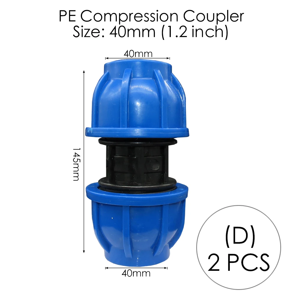 MUCIAKIE 20 25 32 40 50 60 мм HDPE компрессионная муфта садовый соединитель для воды полипропиленовые трубы для орошения быстроразъемные фитинги - Цвет: Dx2xAB799C