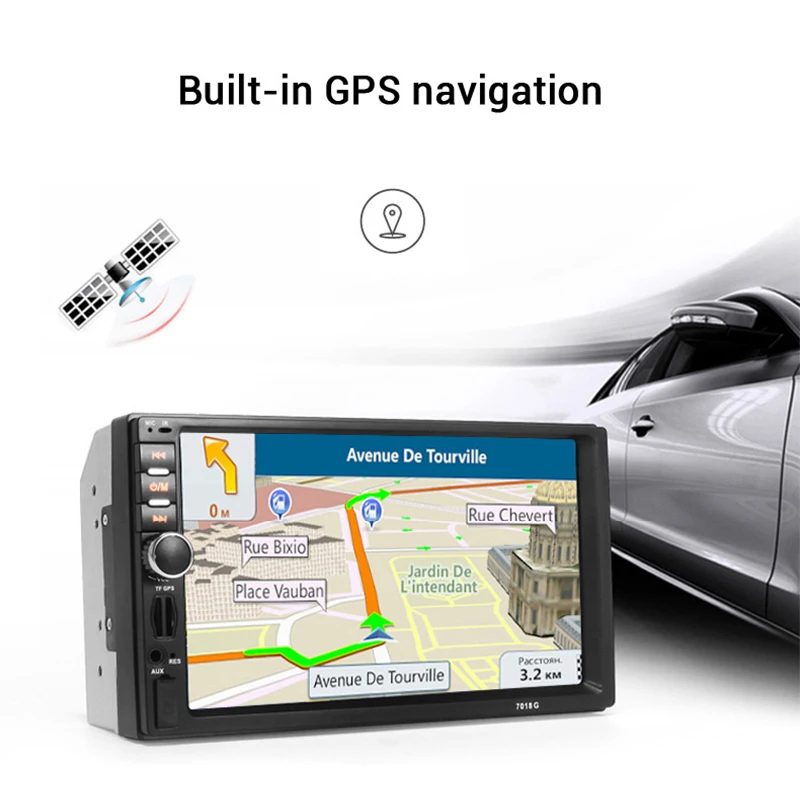 7018G 2 Din Автомобильный мультимедийный плеер GPS навигация 7 дюймов HD сенсорный экран