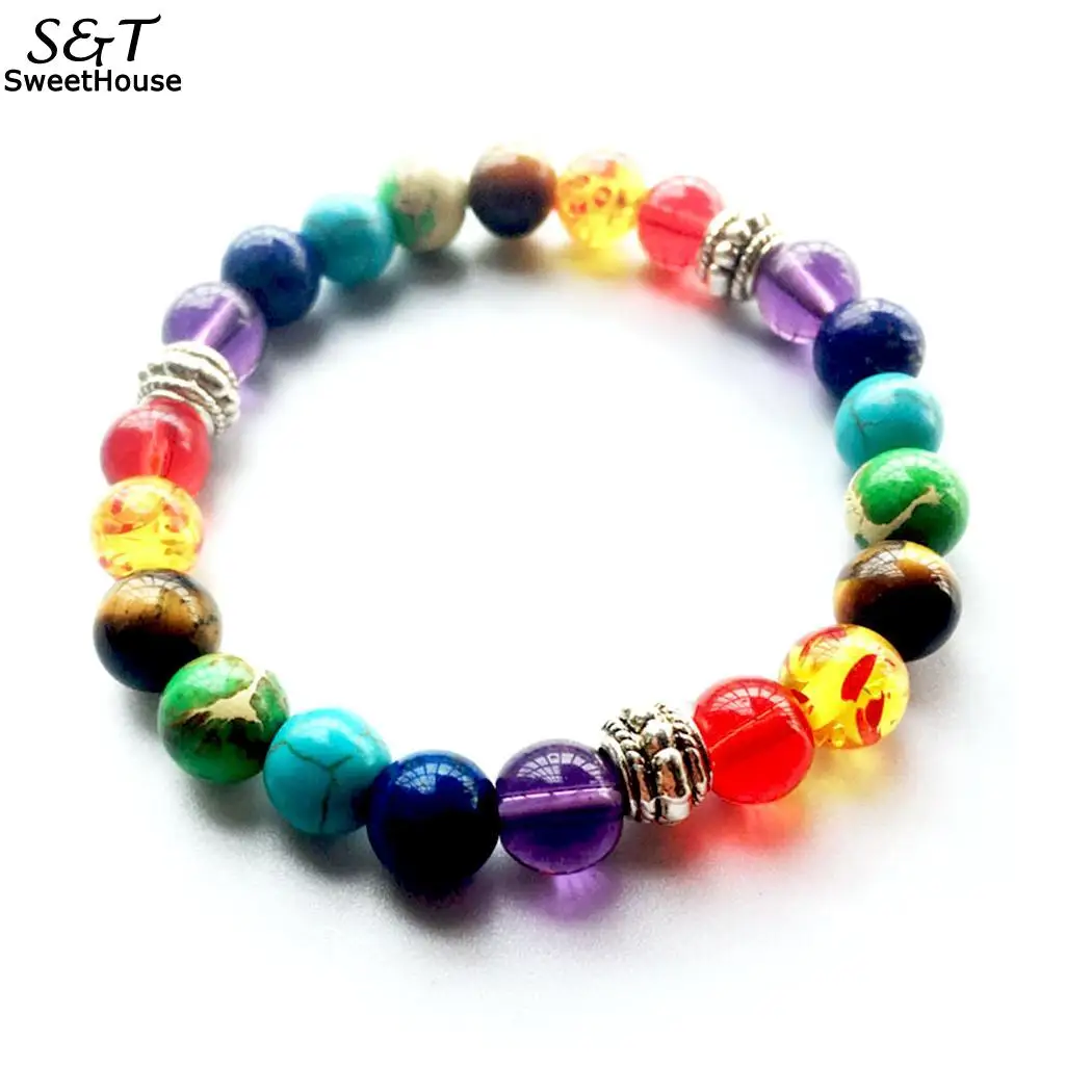 Новый женский браслет с бисером модный разноцветный камень повседневный