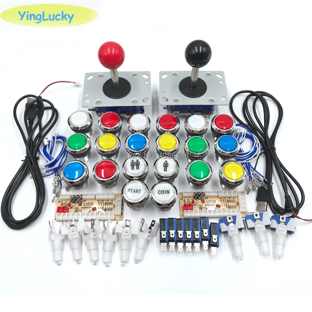 Аркадная игра diy Набор джойстика zippy джойстик jamma Arcade MAME светодиодный Кнопка happ raspberry pi 3 джойстик 4/8 кнопка