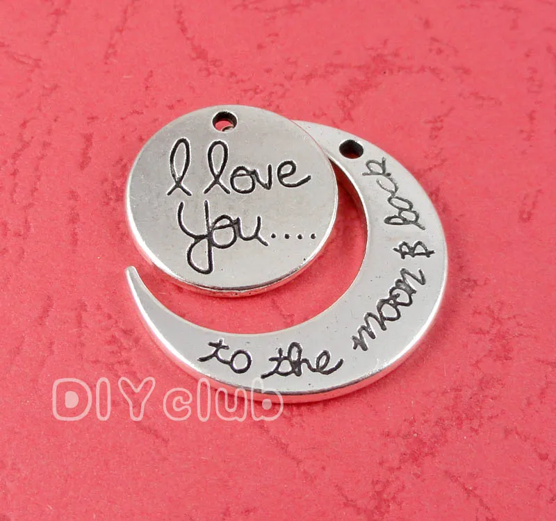 10 компл.-античное серебро/бронза/золото I Love You To The Moon And Back Charm подвеска 29x27мм |