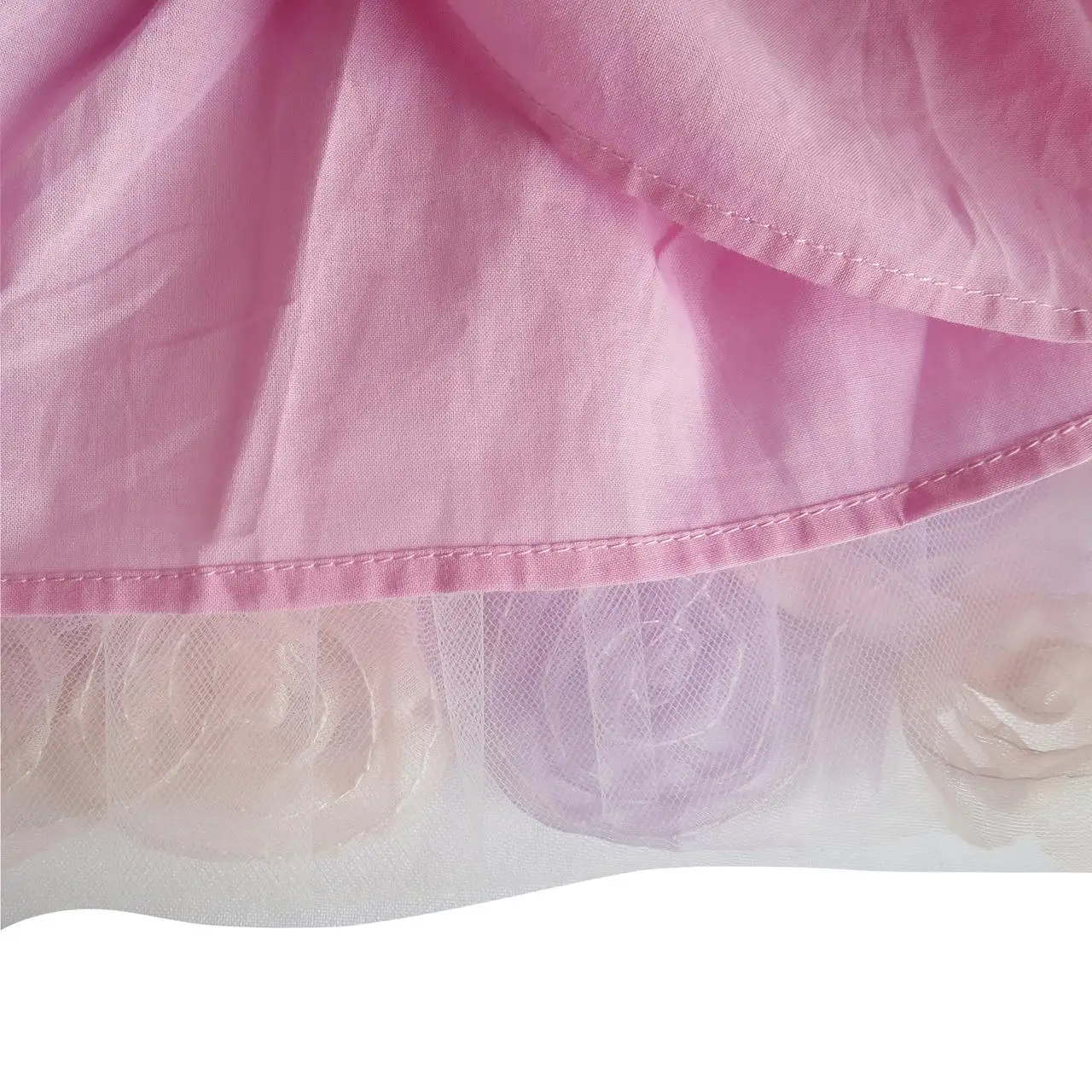 Girls Pink Rose Flower Tutu Dancing Dress 2020 Summer Princess Wedding Party Dresses Girl Clothes Size 6-12 Carnival Vestidos | Детская