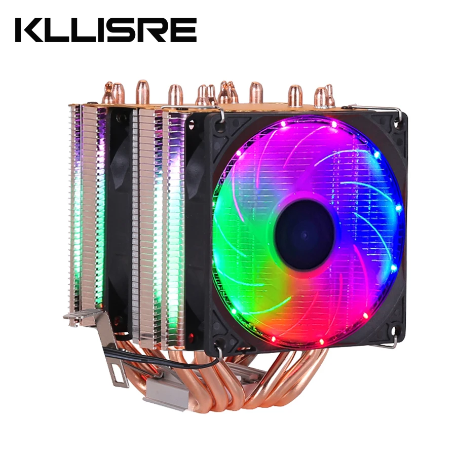 6 тепловой трубы RGB Процессор радиатор охлаждения 3PIN 4PIN 2 вентилятор для Intel 1150 1155