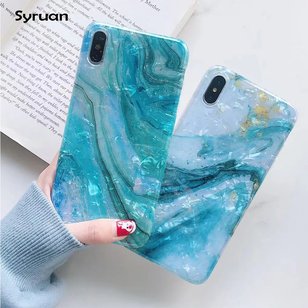Мраморный чехол с рисунком раковины для iphone 11 Pro MAX мягкий из ТПУ задняя крышка X XS