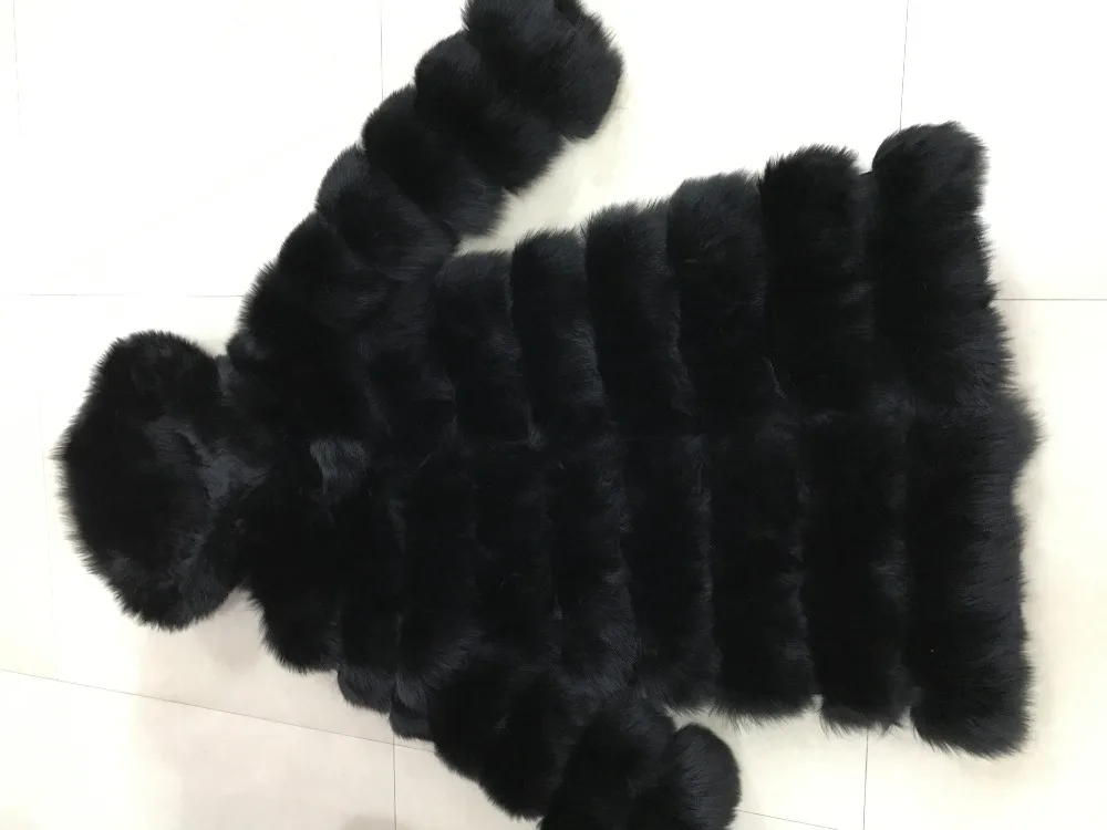 Женское пальто с капюшоном из натурального меха лисы Длинная зимняя верхняя