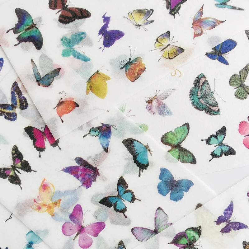 

6 sheets/Pack Kawaii Flying Butterflies Washi Sticker Computer Decor School Student Stationery