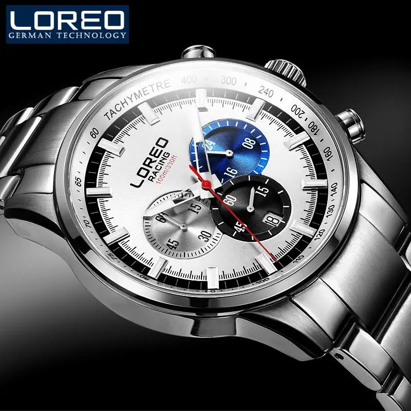 Loreo мужская лучший подарок световой многофункциональный хронограф кожаный