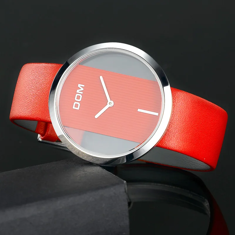 Dom женские часы лучший бренд класса люкс случайные кожа кварцевые девушки