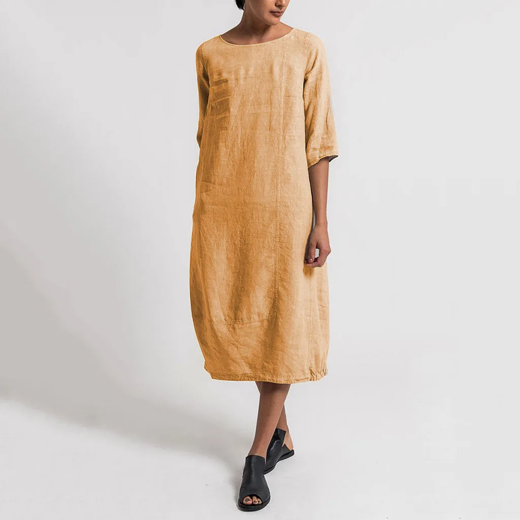 Yellow Женский Летний стиль, Feminino Vestido, футболка, хлопок, на каждый день, размера плюс, женское платье, женский летний сарафан, vestidos verano - Цвет: Yellow