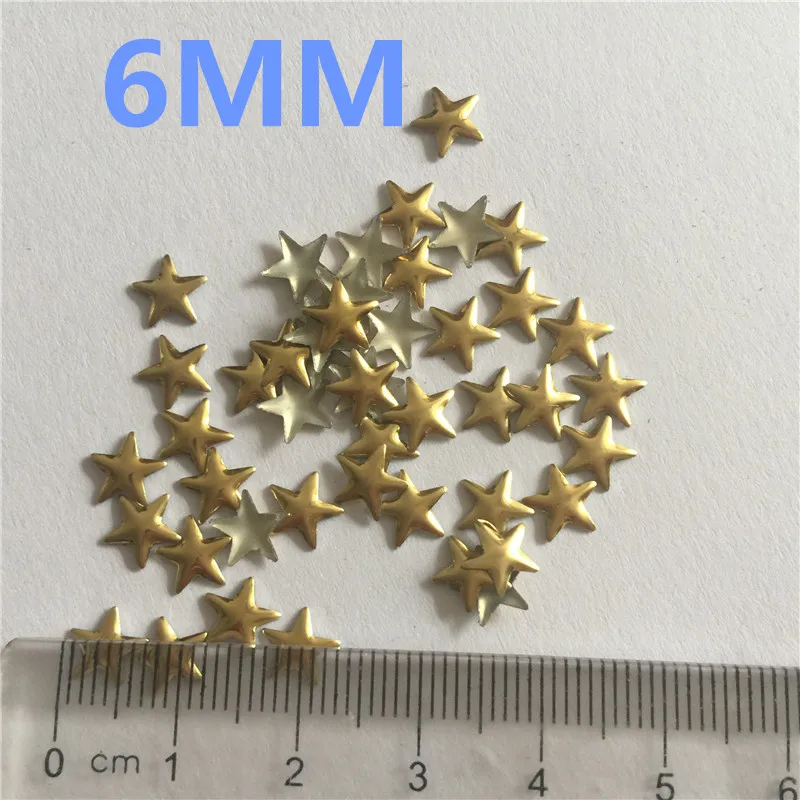 800PC 6mm/8MM/10mm Aluminum Golden Hot Fix Rhinestuds Star Shape Studs Metallic Nailheads Iron On DIY Garment Accessories | Дом и сад