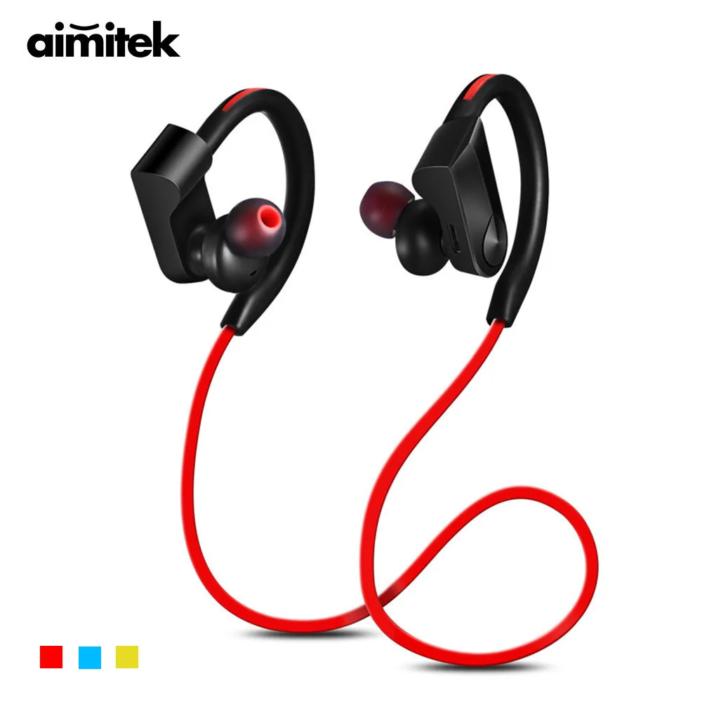 Спортивные Bluetooth наушники Aimitek беспроводные с защитой от пота стерео гарнитура