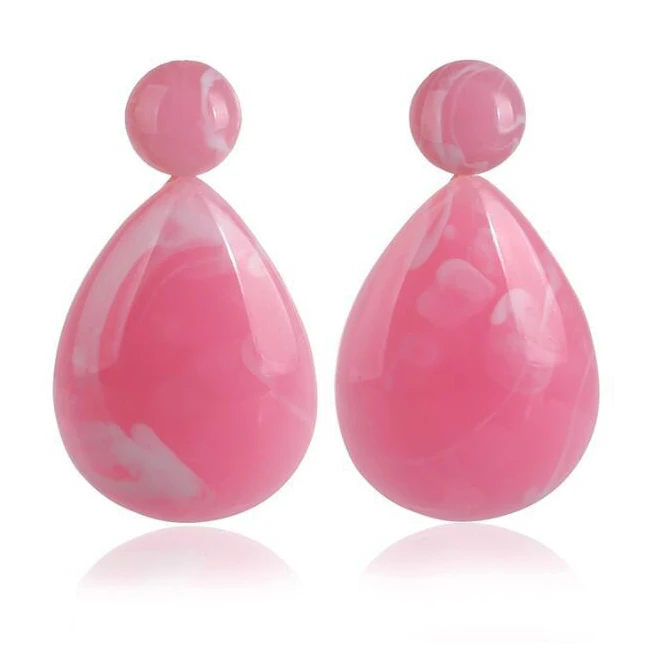 2019Trendy Pink Statement Resin Stud Earrings For Women 2019 Big Geometric Vintage Minimalist Korean Earings Fashion | Украшения и