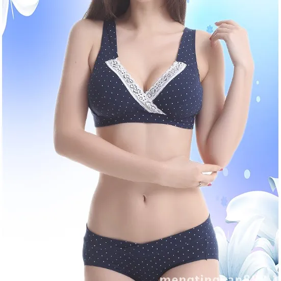 Для женщин крест сна бюстгальтер для кормления и трусы без косточках темно синий
