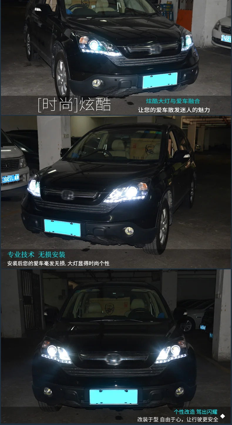 Автомобильный стайлинг-для Honda CRV головной светильник s 2007-2011 для CRV светодиодный головной фонарь Ангел глаз светодиодный DRL передний светильник Биксеноновая линза ксенон