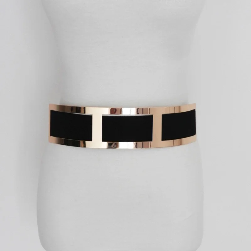 Women wide stretchy belt for dress Black and Beige cummerbund Luxury designer belt plus size bg-025