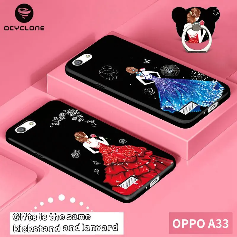 Милый чехол с рисунком для OPPO A33 подарки подставка и шнурок мультяшный