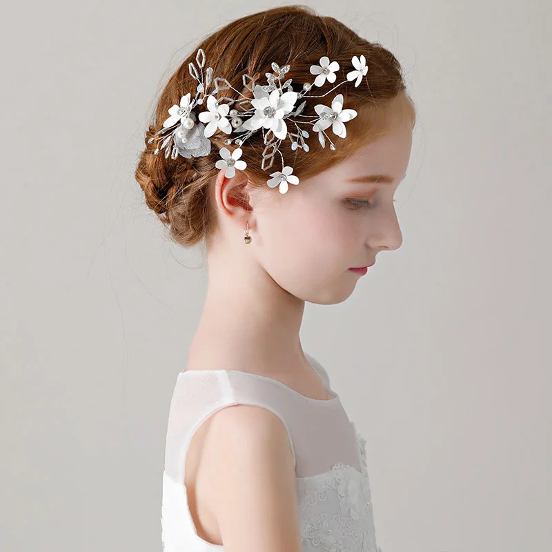 Charming Fabric Flower Hair Clips Hairpins Accessories Girls Birthday Headdress Rhinestone Children Pageant Prom Headwear Gifts | Украшения