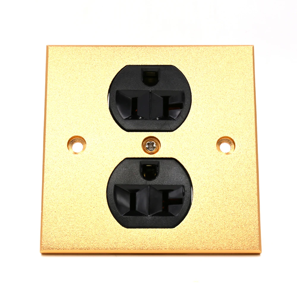 

Free shipping pure alloy Wall Power Audio AV Grade Wall Plug 86mmX86mm wall power socket with gold