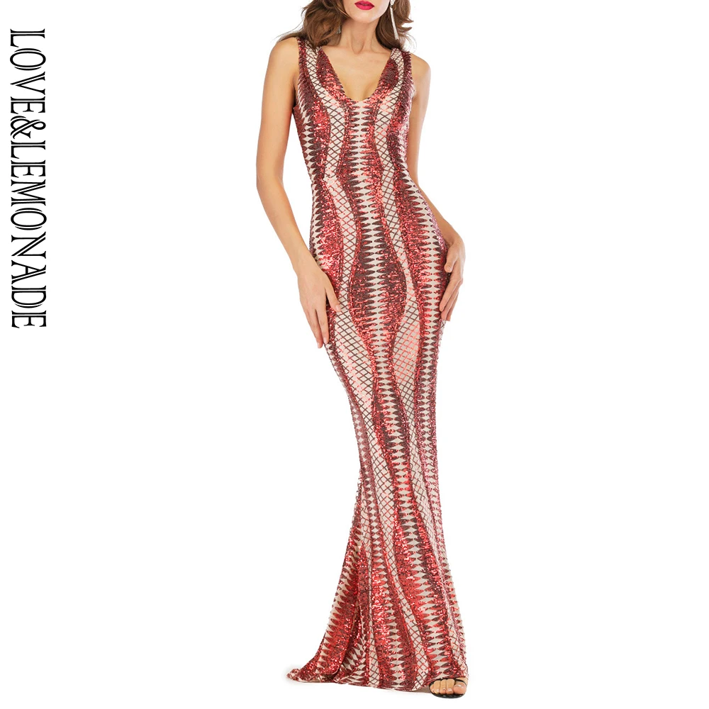 LOVE &amp LEMONADE сексуальные красные с глубоким v-образным вырезом геометрические