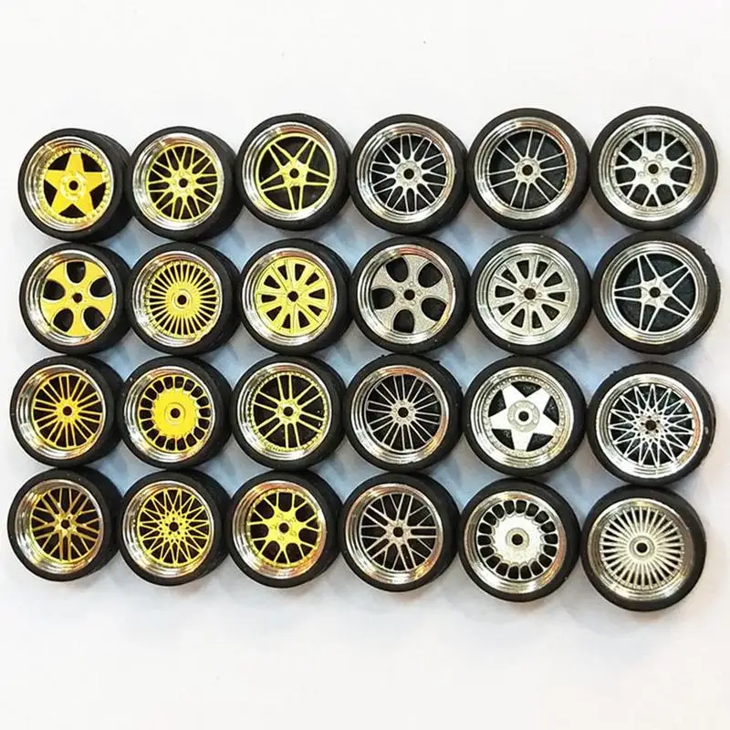 

1:64 Model Modified Tire Diecasts Alloy Wheel Tire Rubber Toy Vehicles General Model Of Car Change Accessories Custom Wheels