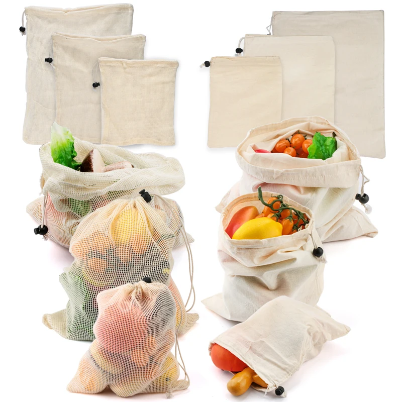 3 шт многоразовый фруктовый овощной мешок продуктовый шоппер веревка шнурок