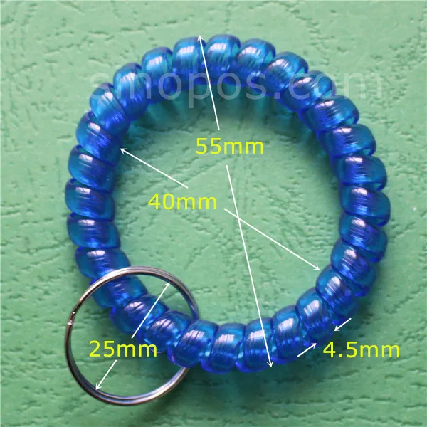 Пластик катушка для запястья кольцо для ключей, Спиральную пружину брелок шкафчик тренажерный зал сауна бассейн, Клубная растягивающийся браслет брелок держатель цепь тег