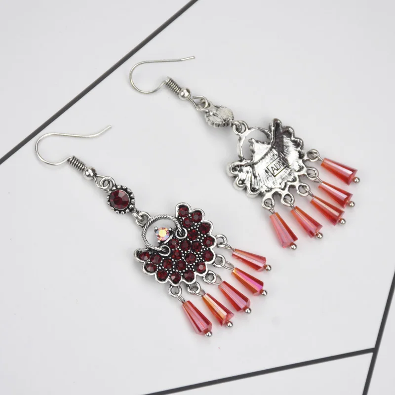 Винтажные цветные стразы вогнутые милые серьги с крыльями для женщин богемные