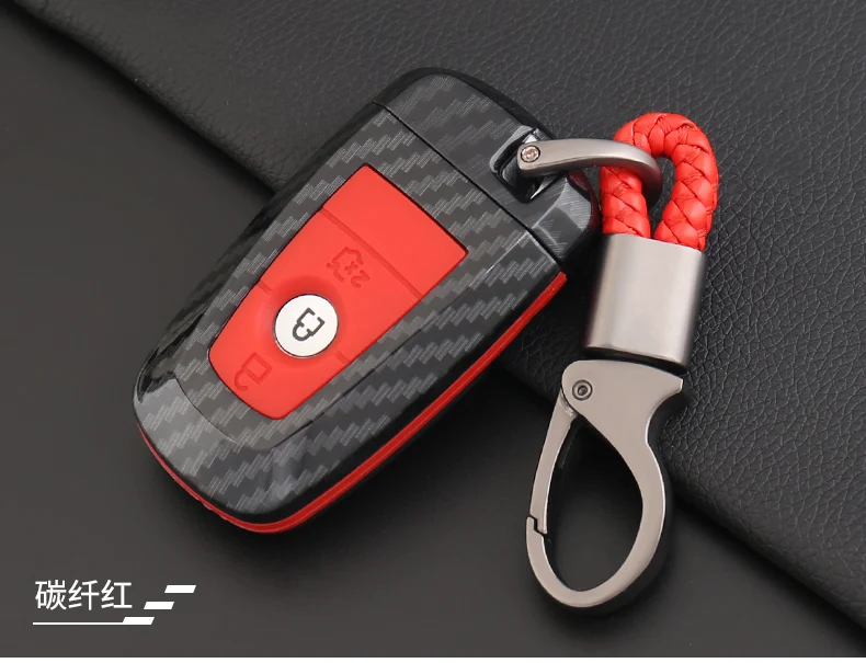 ABS углеродного волокна и силиконовый чехол для ключей от машины для Ford Edge Mustang Everest Smart Key 360 градусов защиты