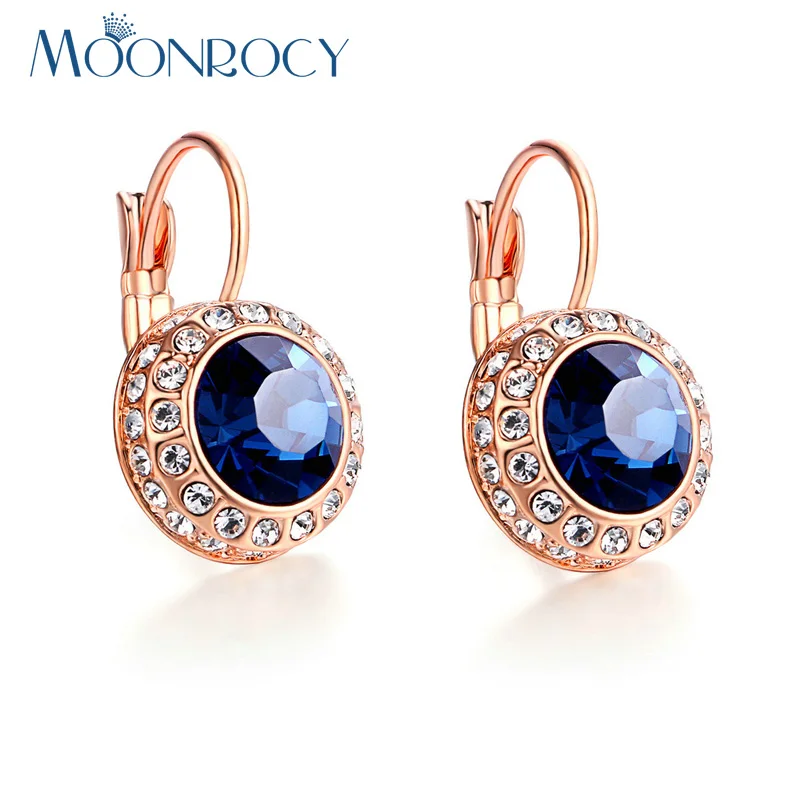MOONROCY,, модные серьги с кубическим цирконием, розовое золото, серебряный цвет, серьги с австрийским кристаллом для женщин и девушек, подарок