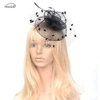 lady women handmade net mesh dot fascinators races cocktail party hair clip headdress hairpiece hairwear accessories black