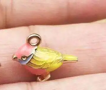 yellow Корень 10 шт./упак. 14*17 мм 3D симпатичная птица на эмали прелести разъем подходит Цепочки и ожерелья DIY браслет ювелирные изделия, Модные украшения Аксессуары - Окраска металла: yellow