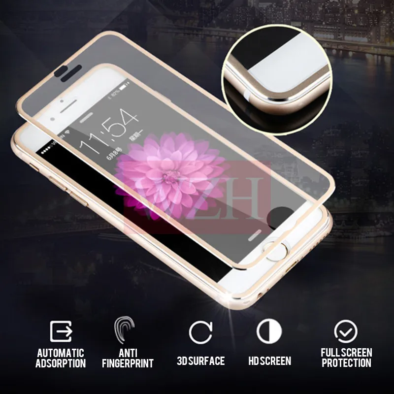 3D алюминиевое закаленное стекло для iPhone 7 8 Plus X 9H полное покрытие рамка из сплава Защитная пленка для iPhone 5 5S 5C SE 6 6 S с закругленными краями