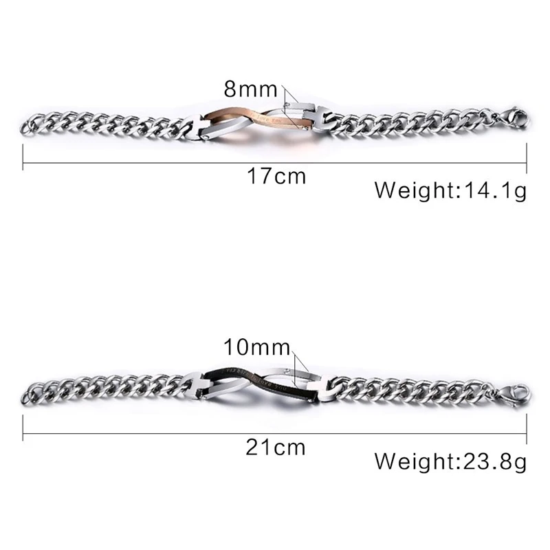 Браслет Infinity из нержавеющей стали для мужчин и женщин браслет возлюбленной