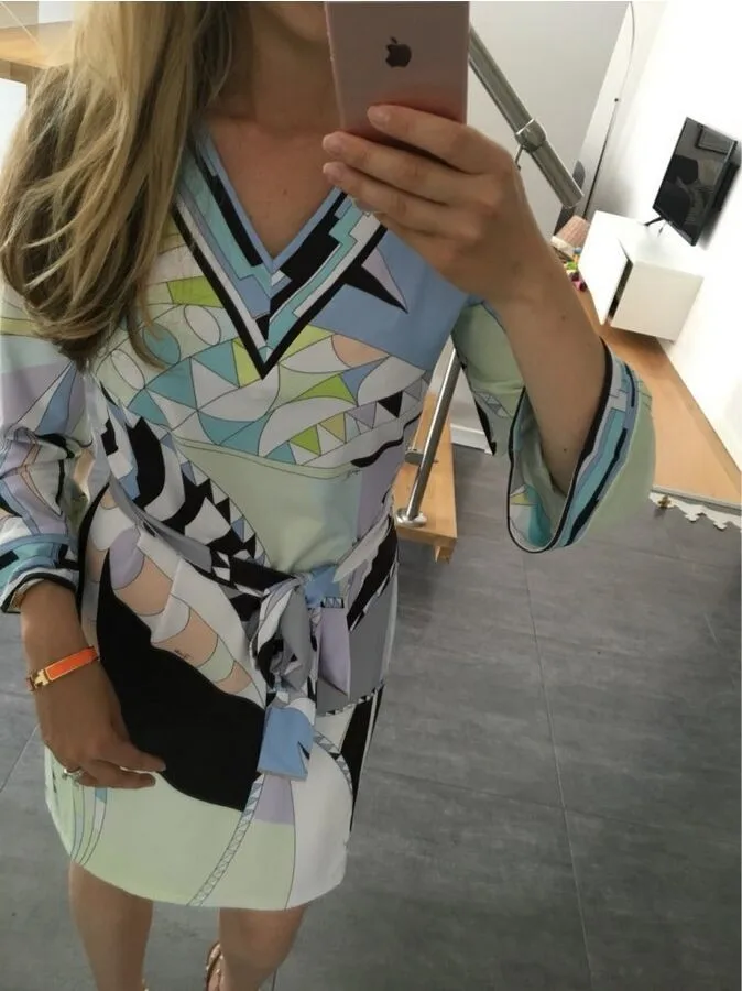 2018 epucci люксовых брендов осень Джерси шелковое платье Для женщин очаровательные