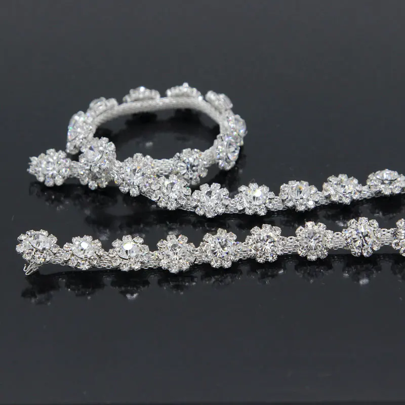 5 ярдов стразы с кристаллами серебряного цвета стеклянная тесьма Двойная Цепочка