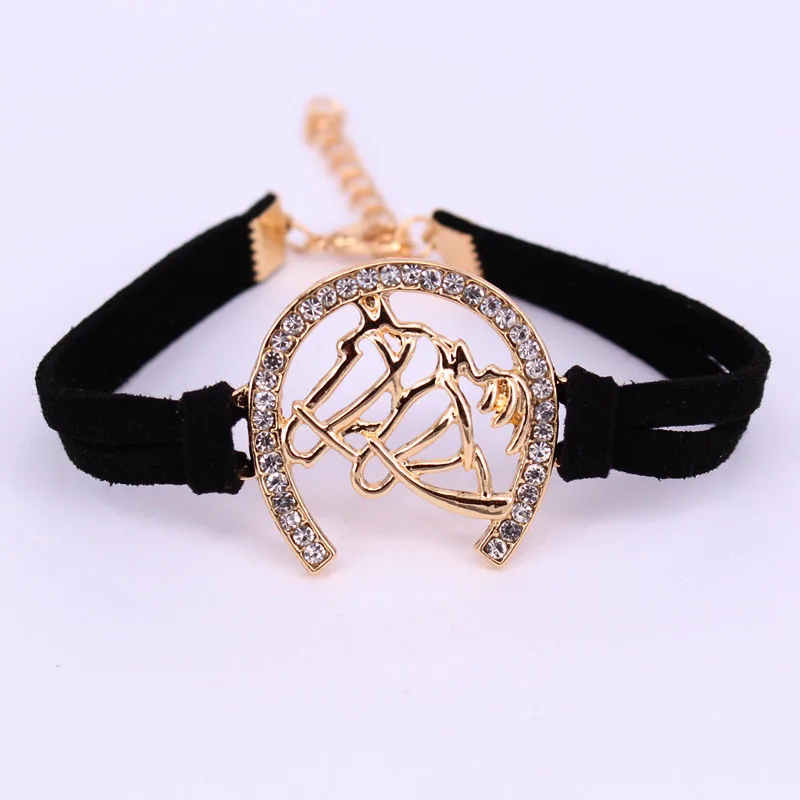 

hzew two horse head Horseshoe u shape bracelets two colors bracelet gift