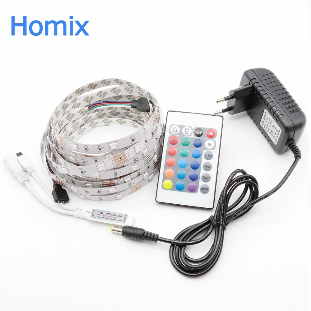 SMD RGB Светодиодная лента 5050 5 м светодиодсветильник rgb Диодная гибкая контроллер 12