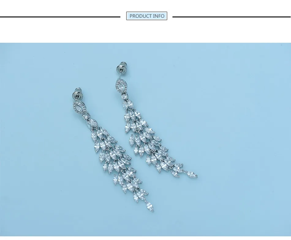 Luoteemi Рождественский подарок изделия долго Tear Drop CZ Кристаллические серьги белое золото-Цвет Винтаж Любовь Украшения для Для женщин свадебные