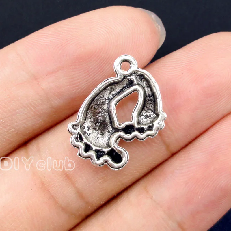 70pcs-следа амулеты античный серебряный тон Милые матери и ребенка ноги 20x17мм |