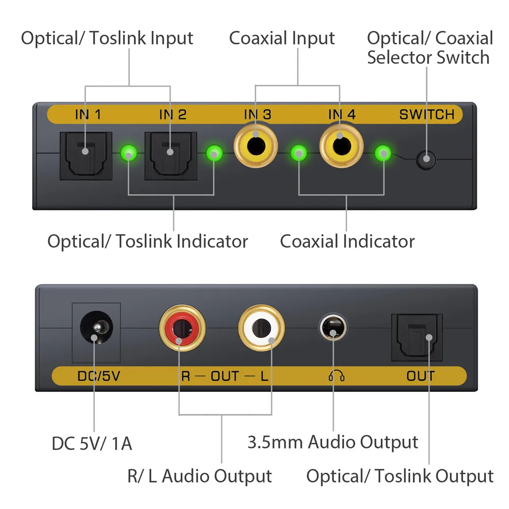 LiNKFOR 2 оптический SPDIF Toslink коаксиальный к L/R RCA 3 5 мм стерео аудио с оптическим