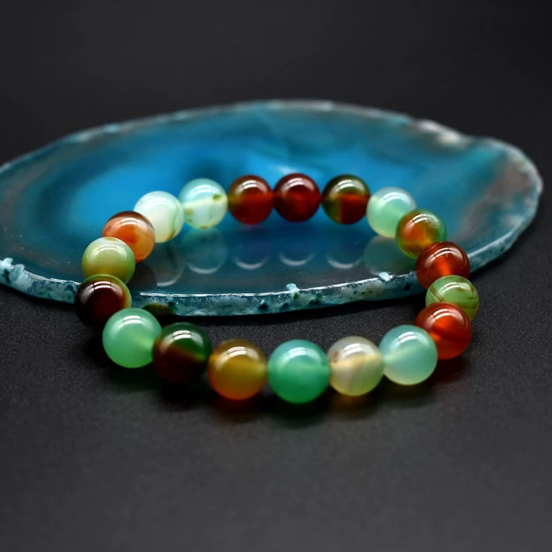High Quality Blue Peacock carnelian Buddha Bracelets Natural Stone Round Beads Elasticity Rope Men Women Bracelet | Украшения и