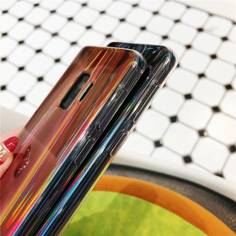 Аврора лазерный ТПУ мягкий чехол для samsung Galaxy S9 S8 S10 плюс S10E XiaoMi 9 8 SE A2 A1 RedMi Note 7 6 Pro 6A