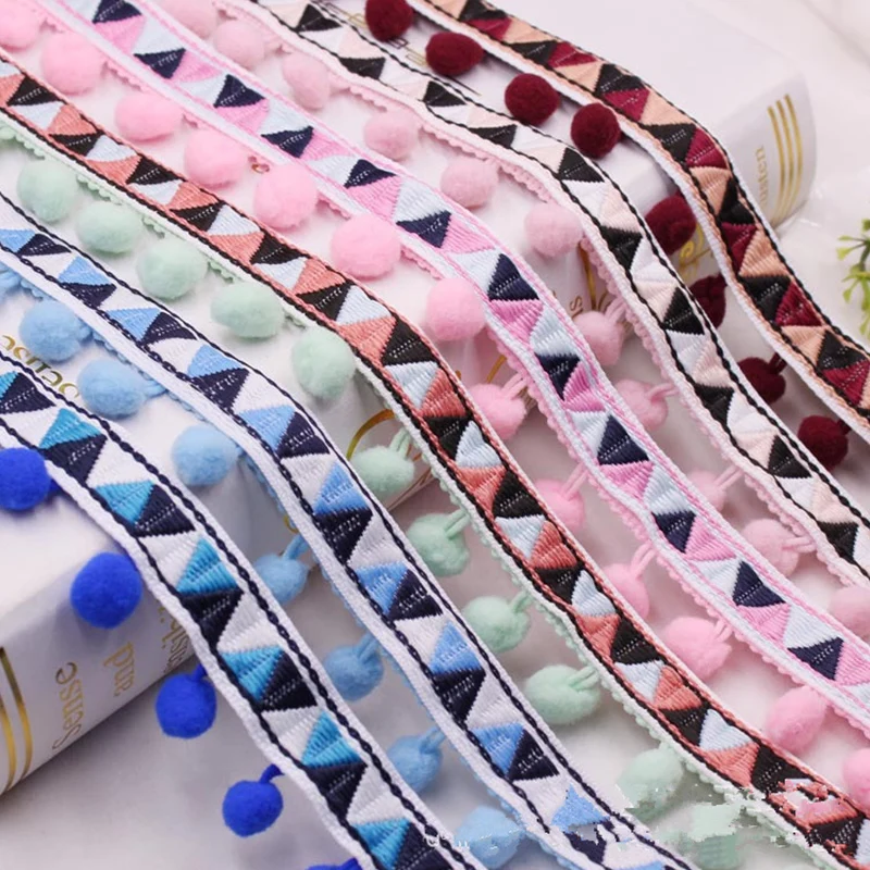 1 ярд помпон отделка Кружева Ткань Швейные аксессуары помпоны кисточкой мяч