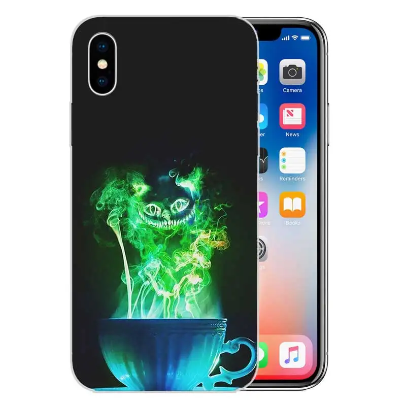 Alice in Wonderland Cat Fundas Silicone Phone Back Case For Apple iPhone 6 6S 7 8 Plus X 10 XS MAX XR 5 5S SE Heart Cover |