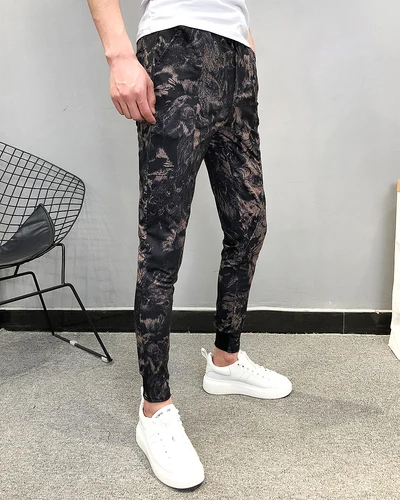 Летние модные брендовые новые Pantalon Hombre мужские штаны для бега, повседневные облегающие штаны до щиколотки с принтом, шаровары, мужские брюки - Цвет: 1929-3